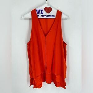 Proenza Schouler Women’s V Neck Sleeveless Asymmetric Hemline Orange Blouse sz 8